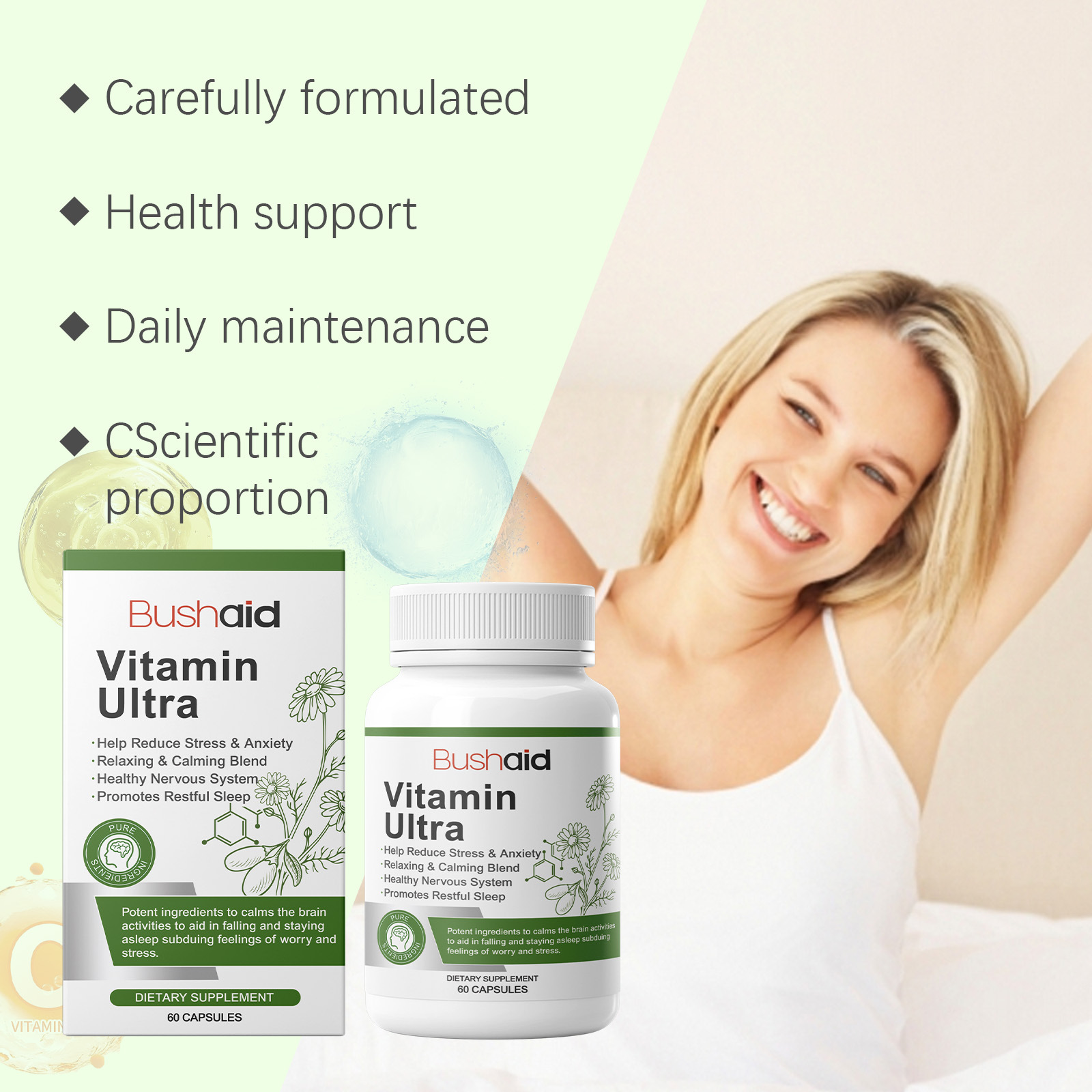 Vitamin Protection Capsules Gentle Formula Moisturizes Body Skin Daily Care & Nourishment Improved Bone Density Capsules