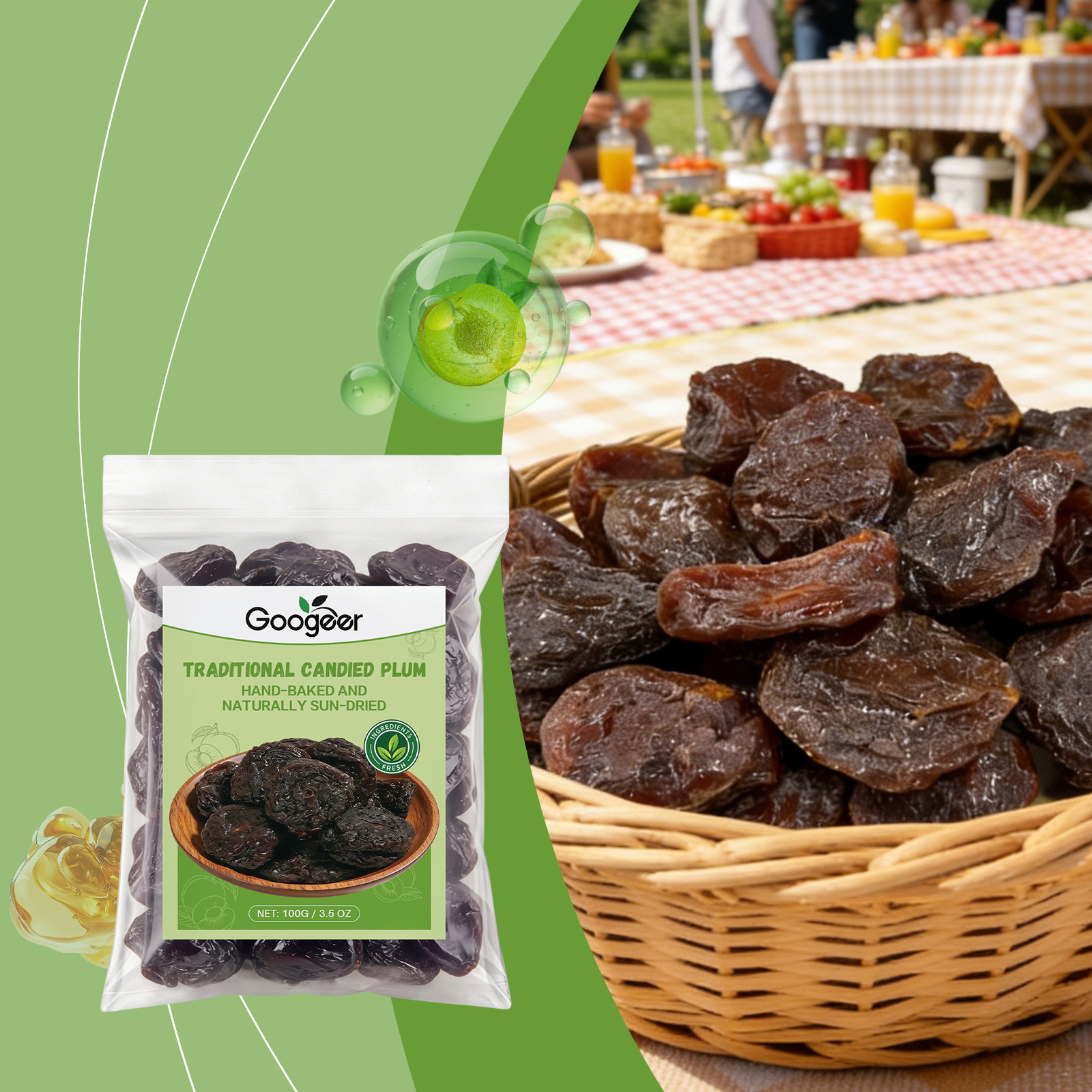 Traditional Candied Plums Hand-baked Naturally Sun-dried Sweet Sour Delicious Full Fruity Nostalgic Flavor