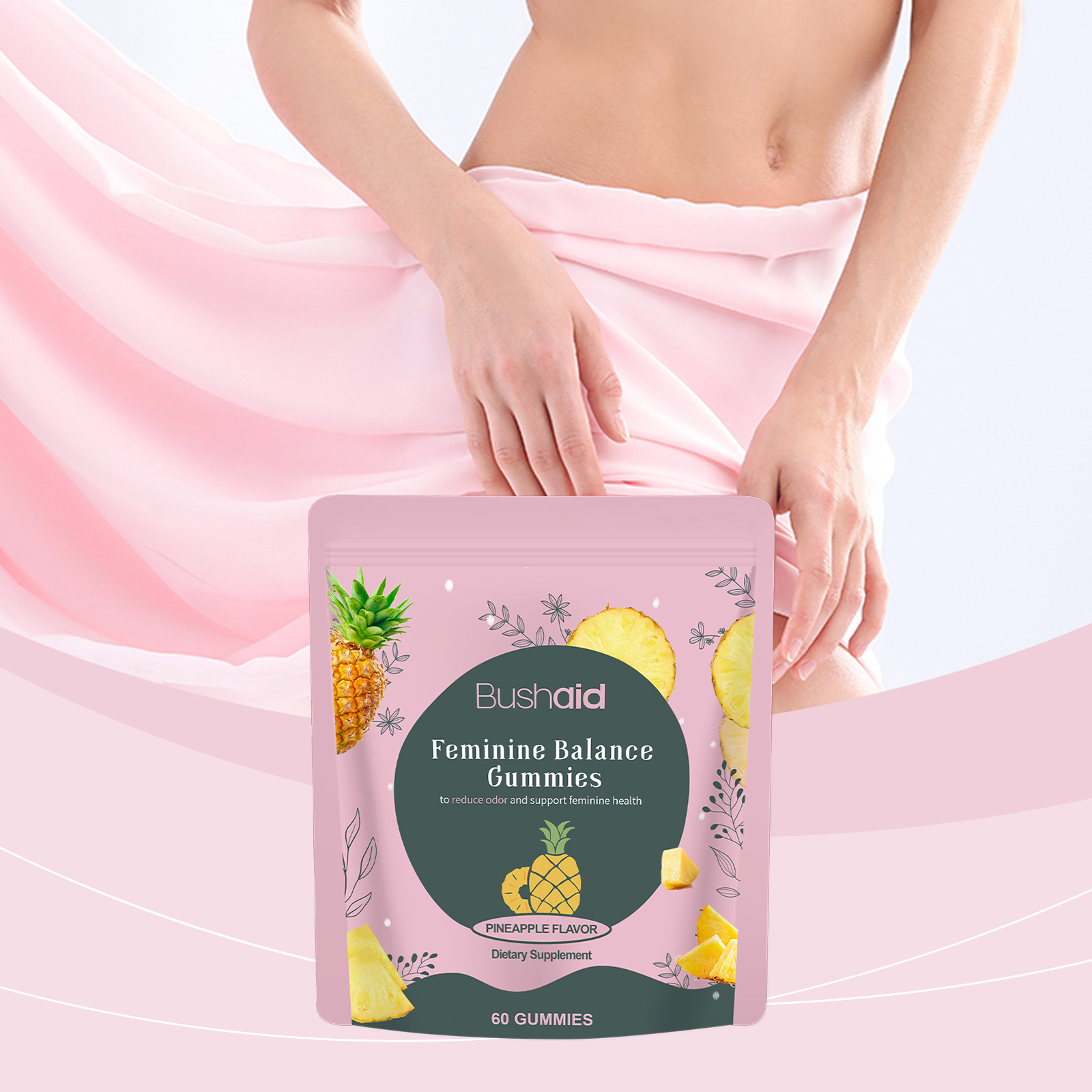Oem Vitamin C (ascorbic Acid) Pineapple Fruit Powder Lactobacillus Acidophilus Gentle Dietary Gummies For Women Improved Bone