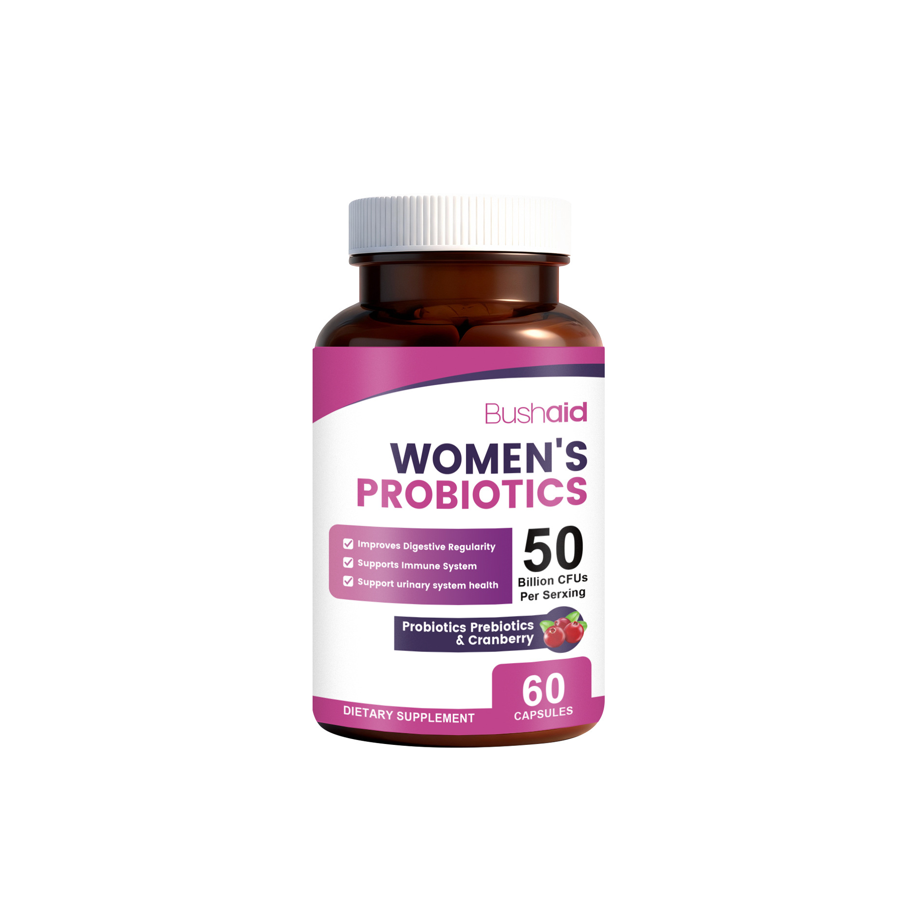 Female Probiotic & Cranberry Capsules For Immune Support 60 Capsules