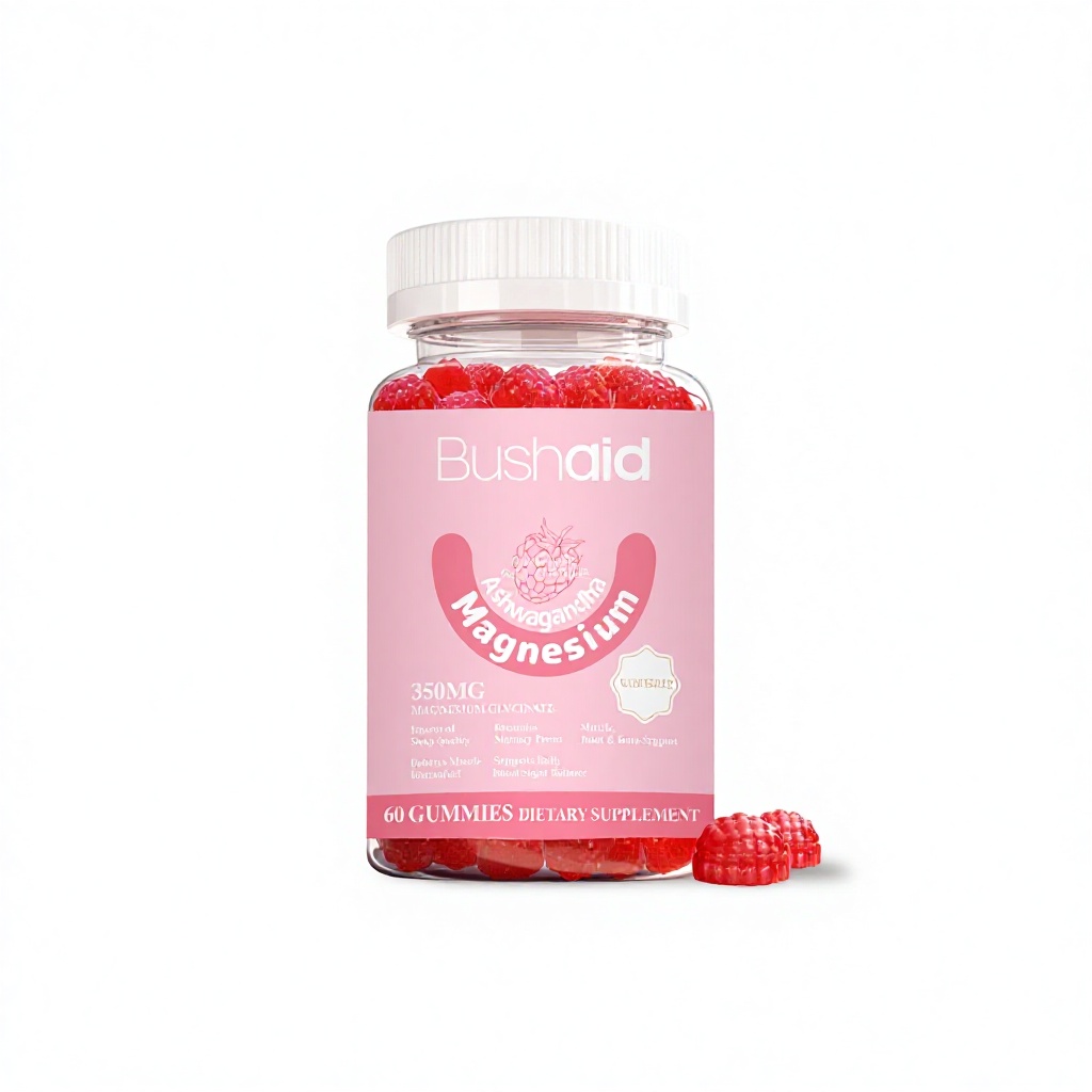 Bushaid Magnesium Glycinate Gummy Candy Nutritional Supplement For Improved Memory & Sleep 60 Count