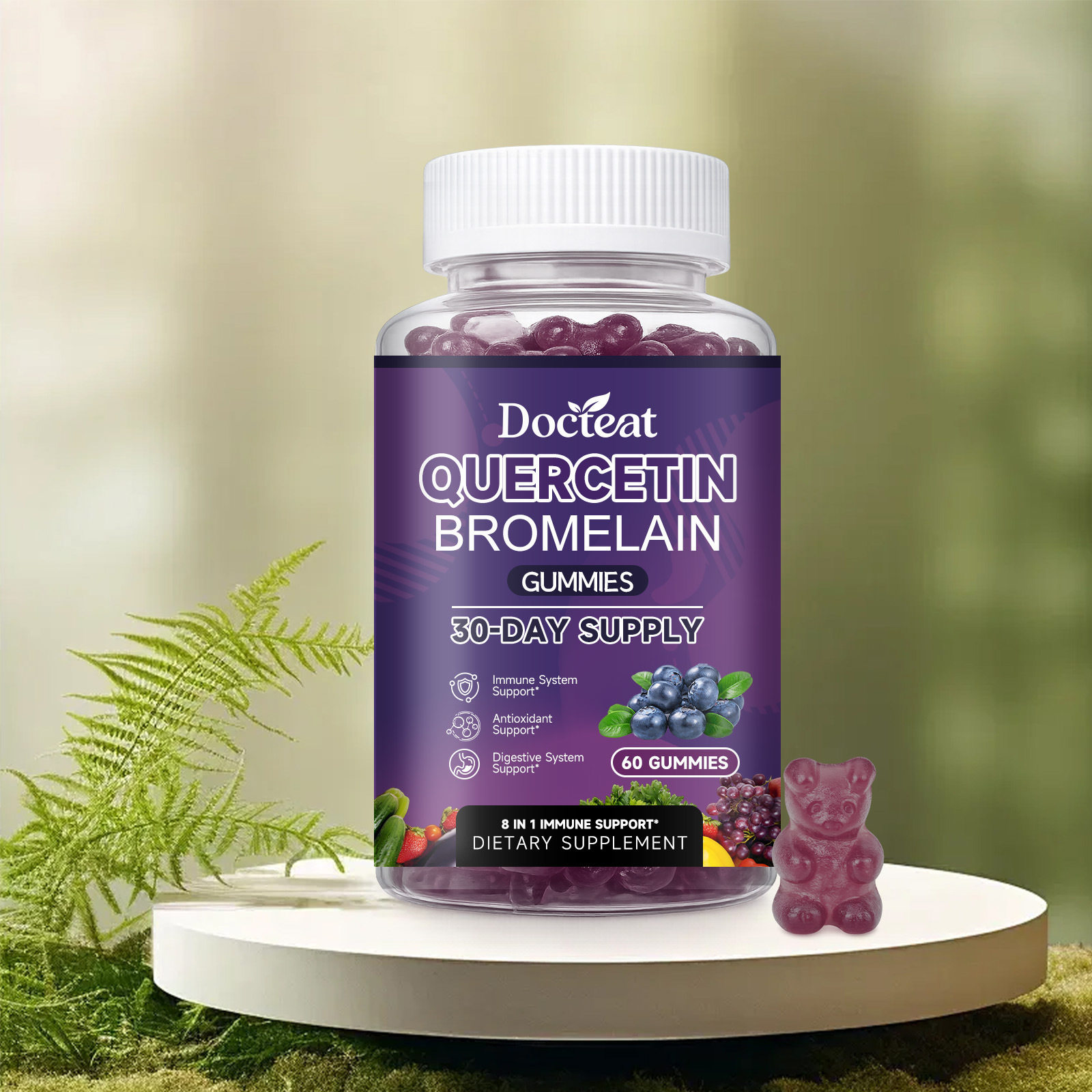 Premium Quercetin Bromelain 8 In 1 Gummies For Adults Immune Antioxidant Daily Nutritional Support